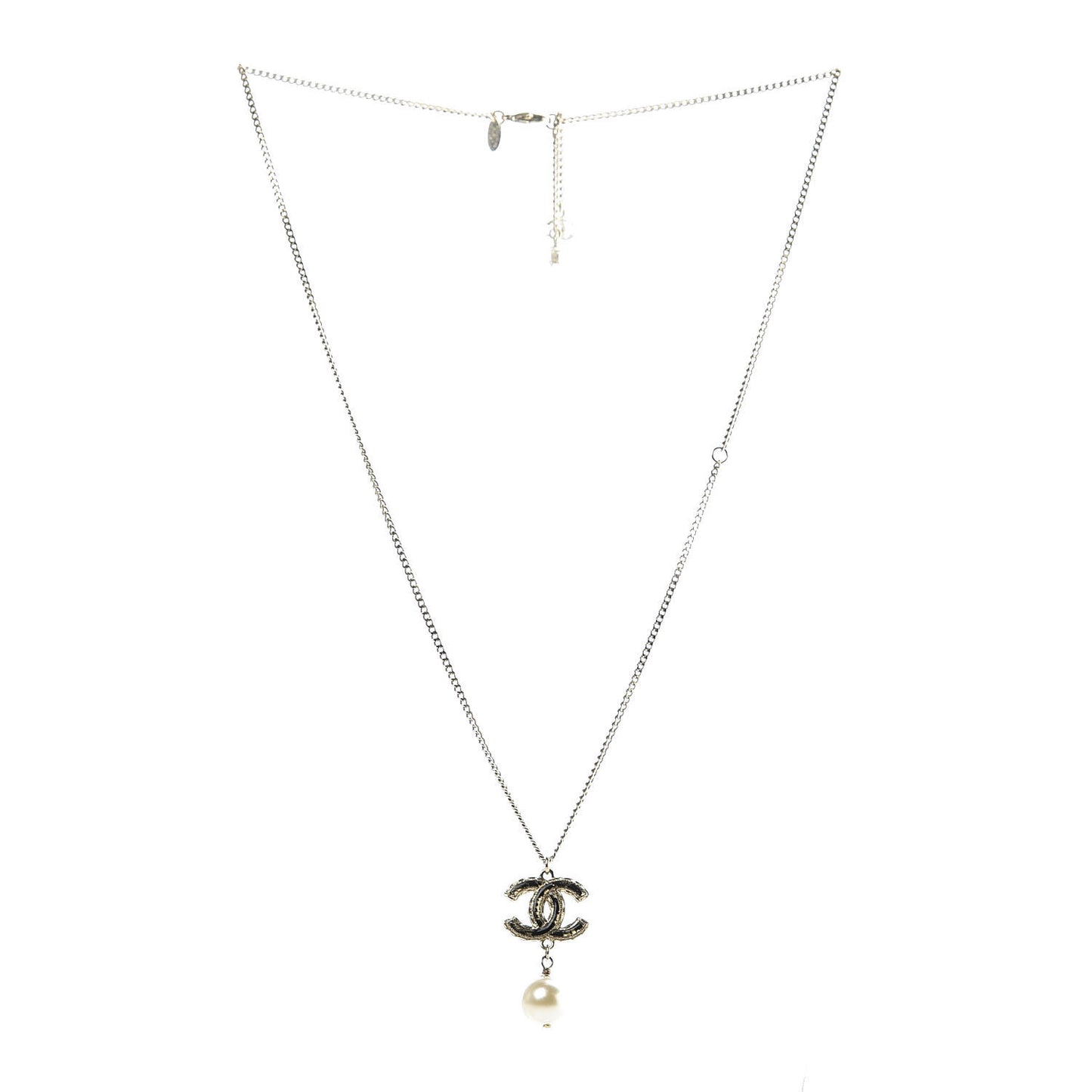 Resin Holographic Pearl CC Drop Necklace Gold
