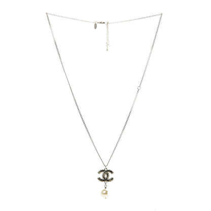 Chanel Resin Holographic Pearl CC Drop Necklace Gold 3 of 6