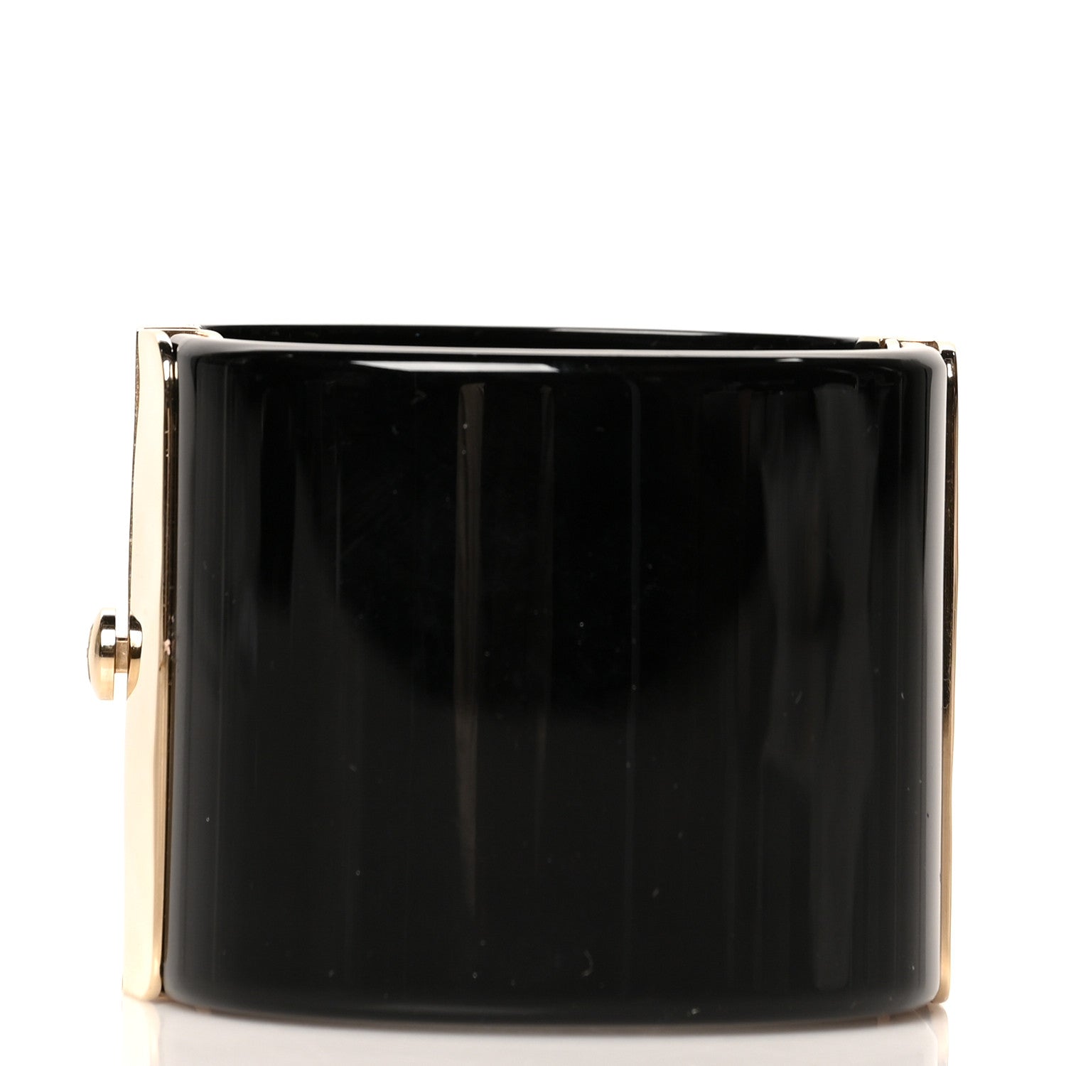 Chanel Resin Crystal Pearl CC Cuff Black 3 of 5