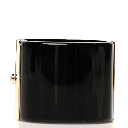 Chanel Resin Crystal Pearl CC Cuff Black 3 of 5