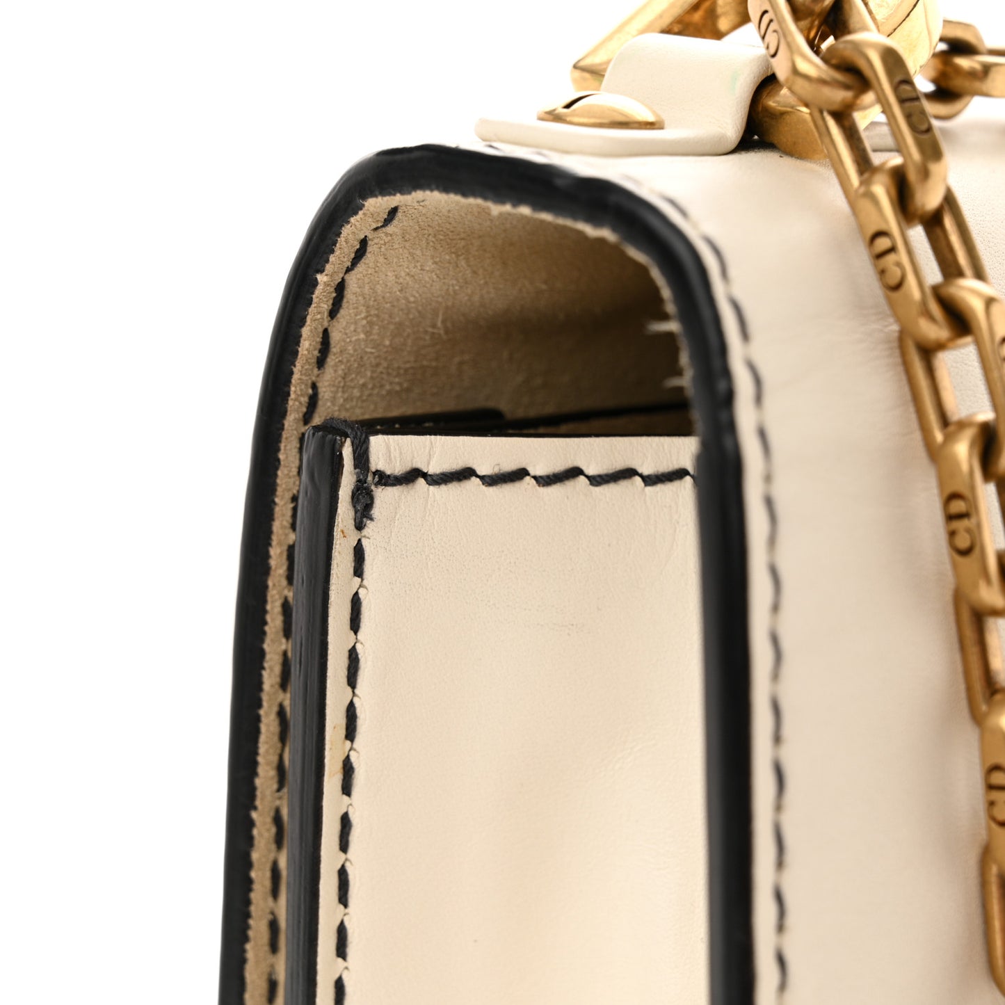 Calfskin J'Adior Chain Flap Bag Off White