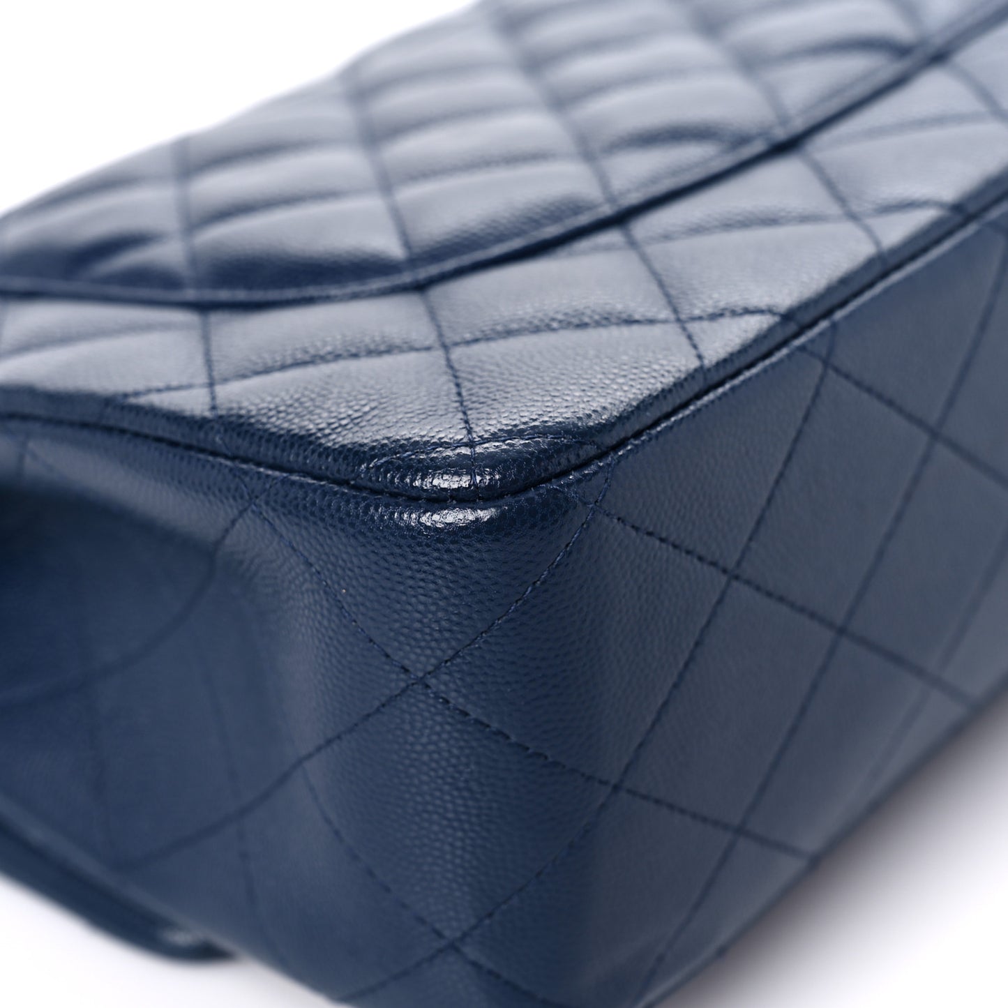 Caviar Quilted Jumbo Double Flap Blue