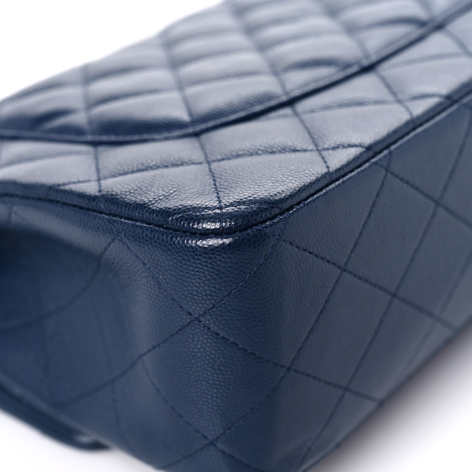 Chanel Caviar Quilted Jumbo Double Flap Blue 10 of 17