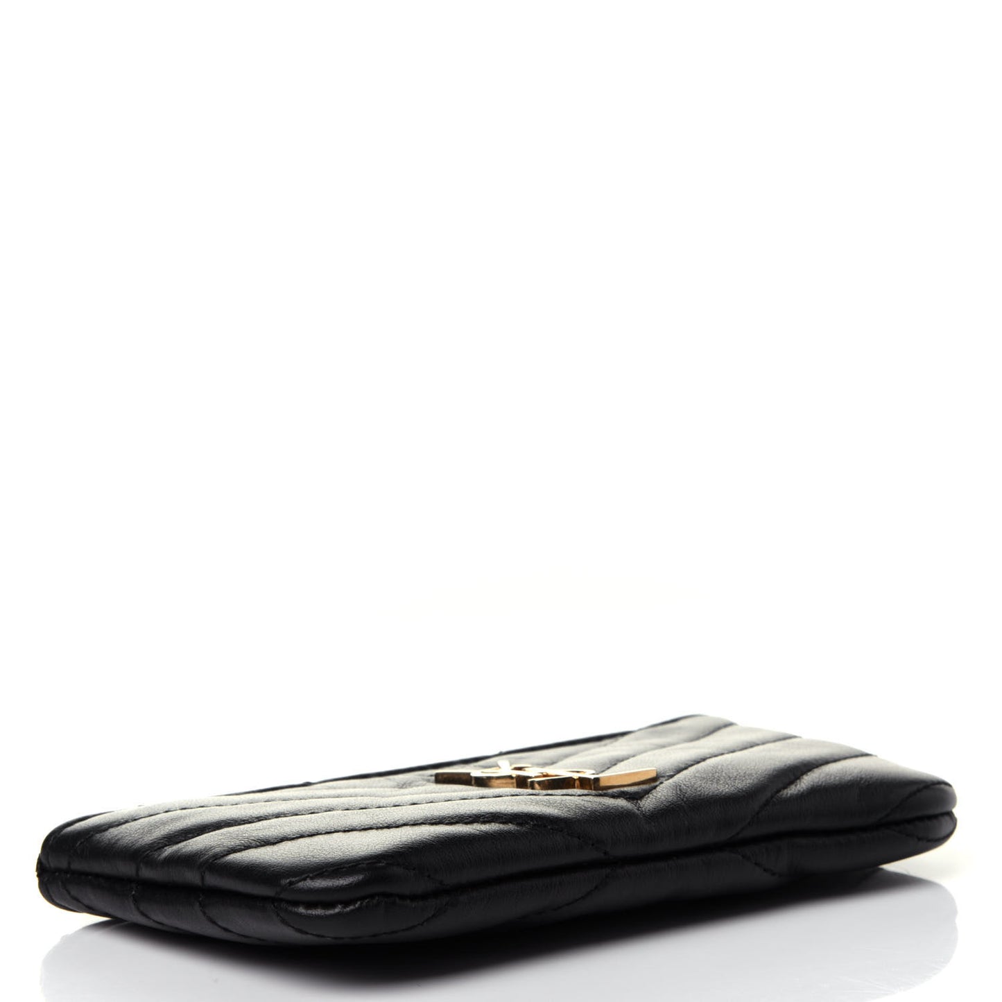 Calfskin Matelasse Monogram Key Pouch Black