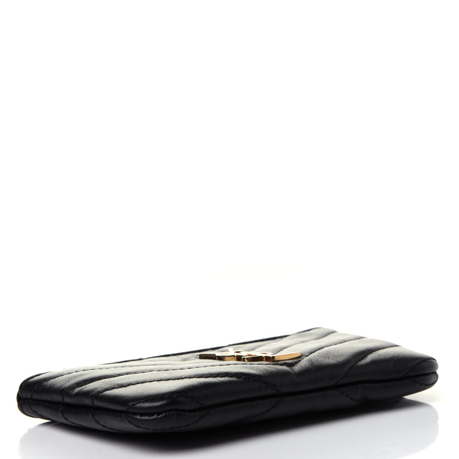 Saint Laurent Calfskin Matelasse Monogram Key Pouch Black 3 of 4