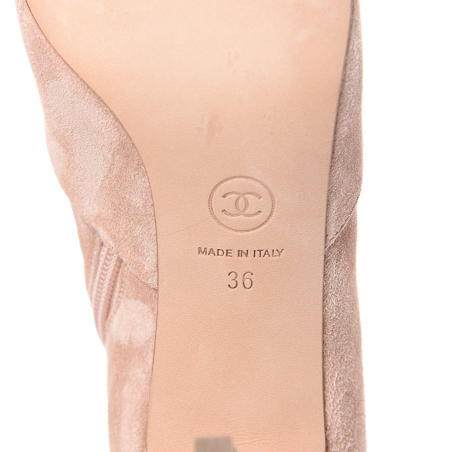 Suede CC Cap Toe Short Boots 36 Beige