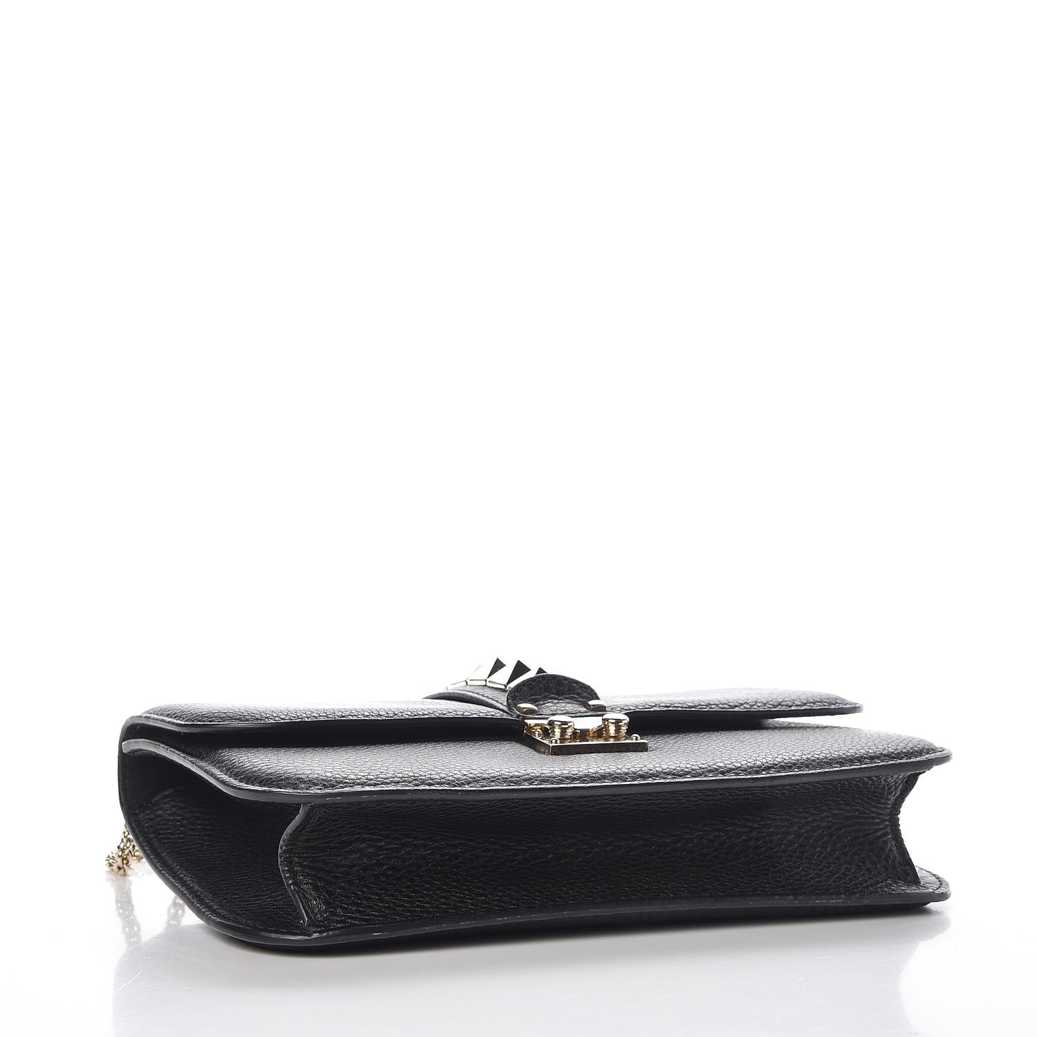 Valentino Garavani Pebbled Calfskin Medium Glam Lock Rockstud Flap Black 4 of 6