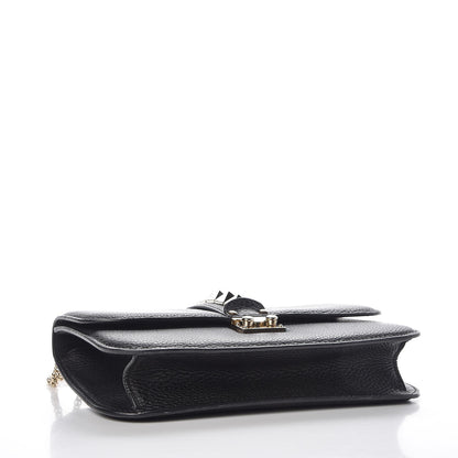 Valentino Garavani Pebbled Calfskin Medium Glam Lock Rockstud Flap Black 4 of 6
