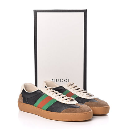 Gucci Calfskin Suede Web Mens G74 Sneakers 9.5 Ardesia Black New Mystic White 9 of 9