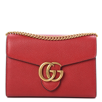 Gucci Calfskin GG Marmont Chain Wallet Vulcanic Red 1 of 8