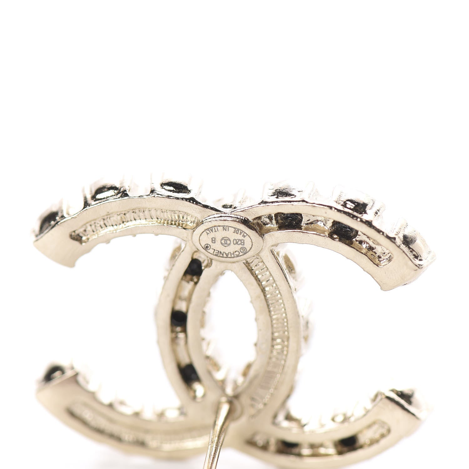Chanel Resin Pearl CC Dazzling Domino Earrings Gold Black 4 of 4