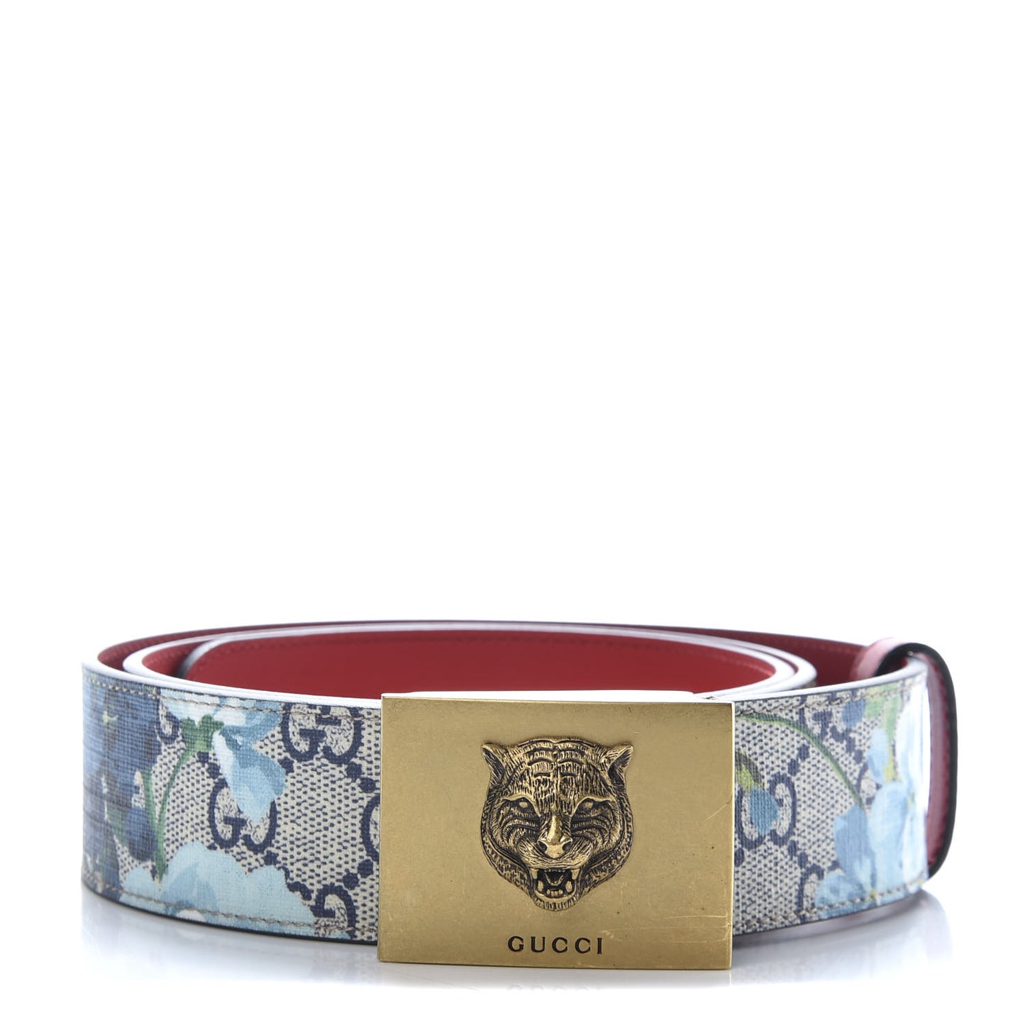 GG Plus Monogram Blooms Plaque Belt 95 38 Blue