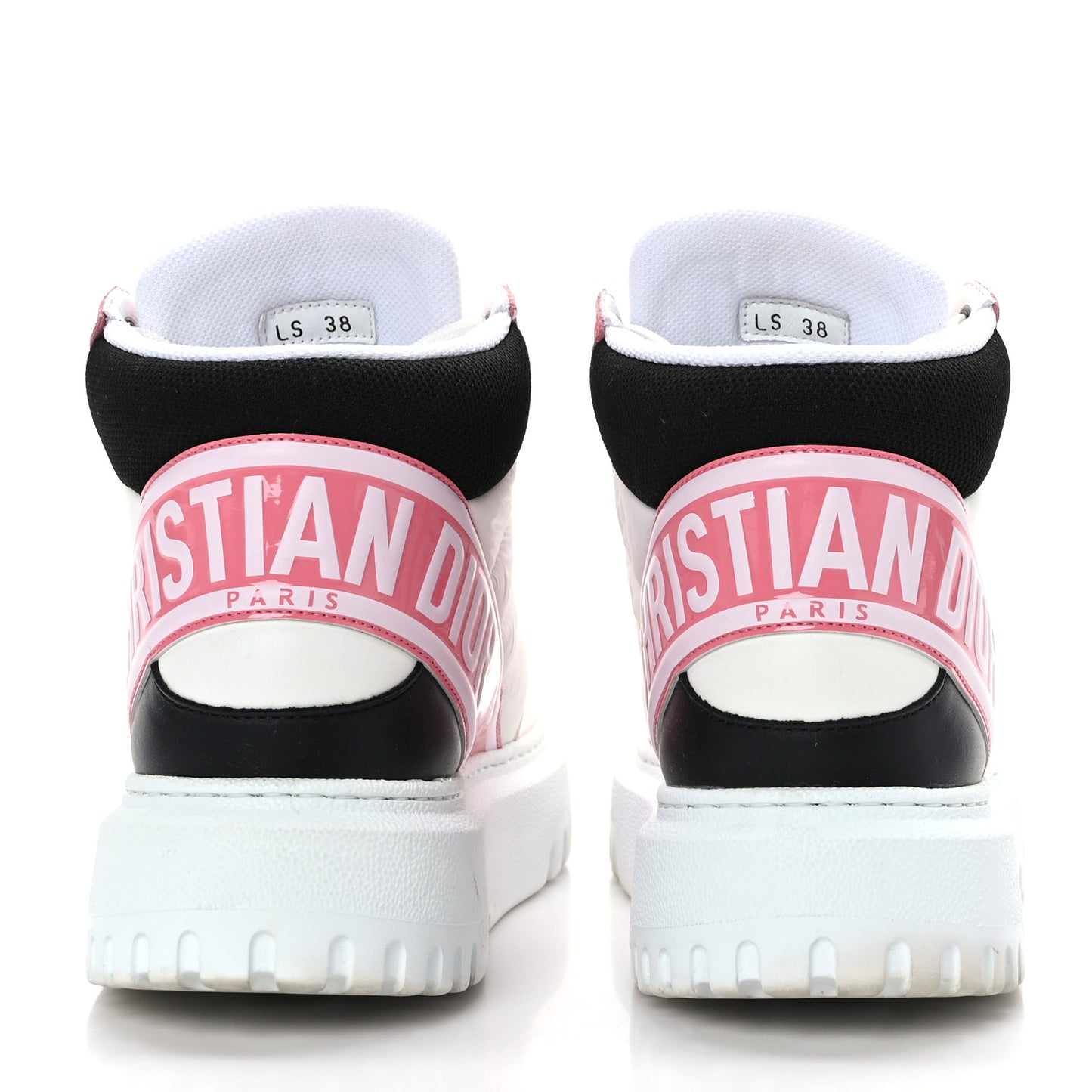 Nylon Calfskin Womens D-Player High Top Sneakers 38 Pink