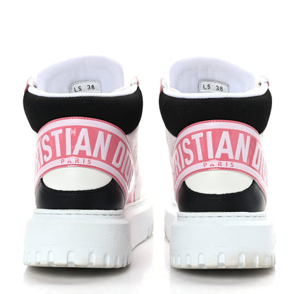 Christian Dior Nylon Calfskin Womens D-Player High Top Sneakers 38 Pink 5 of 8