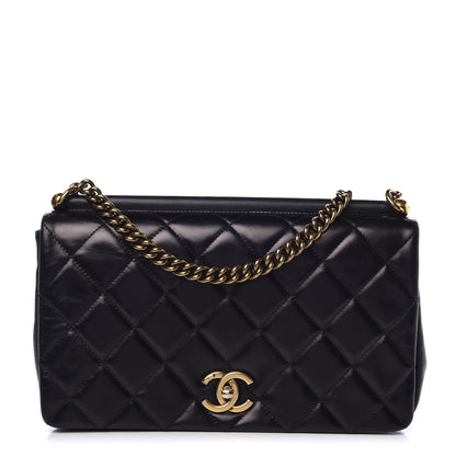 Chanel Calfskin Quilted Gold Bar Flap Black 1 of 10