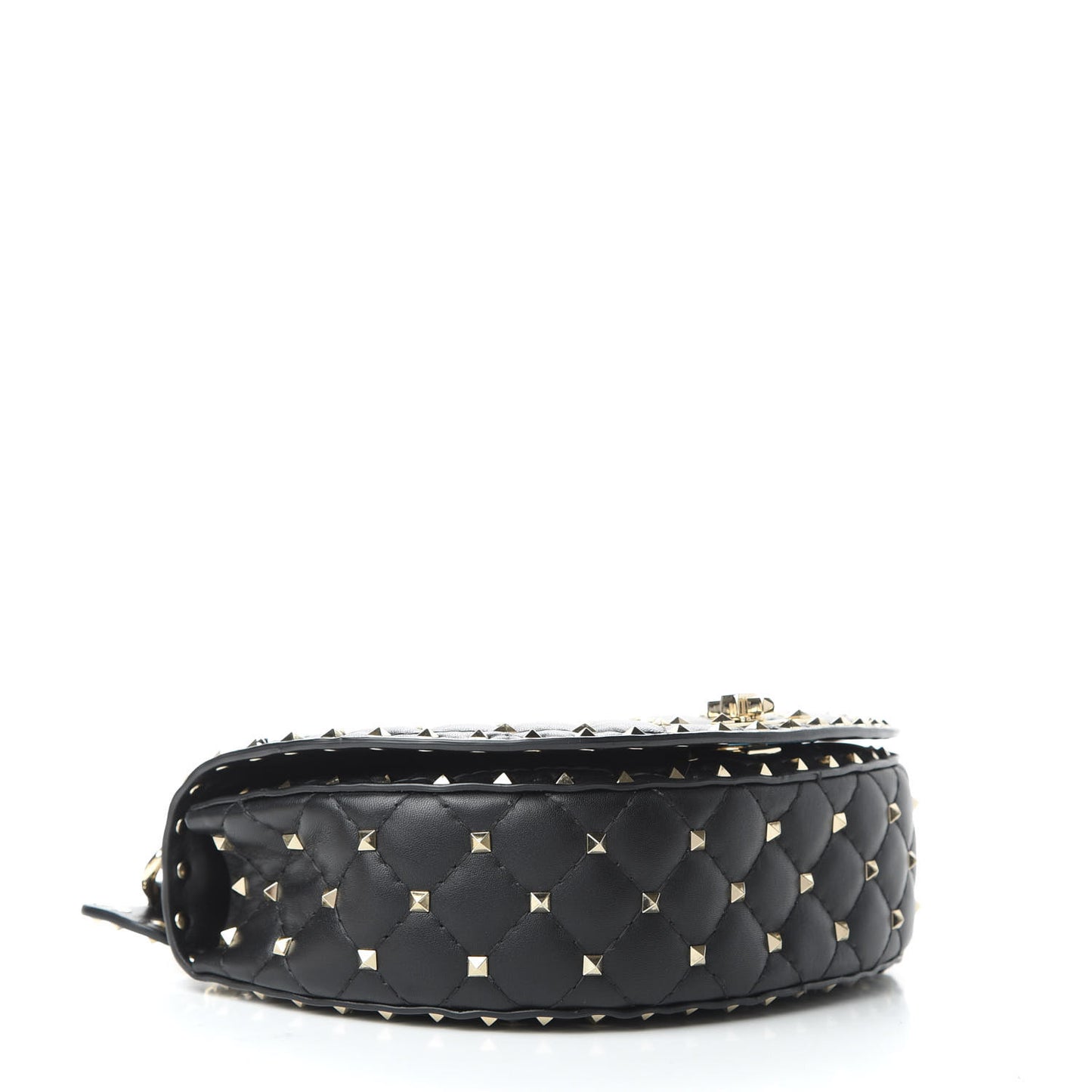 Nappa Medium Rockstud Spike Halfmoon Saddle Bag Black