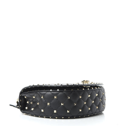 Valentino Garavani Nappa Medium Rockstud Spike Halfmoon Saddle Bag Black 4 of 8