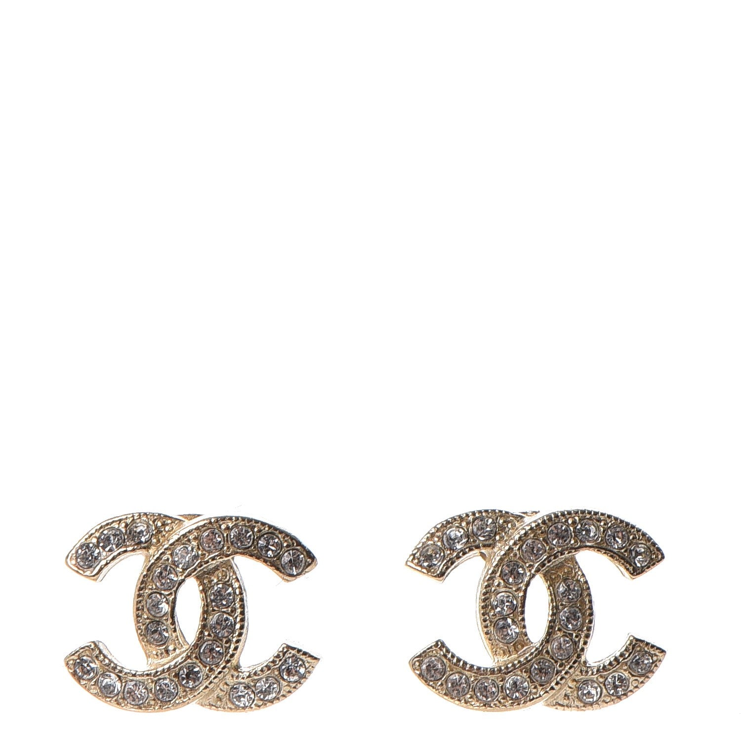 Chanel Crystal CC Earrings Gold 1 of 6