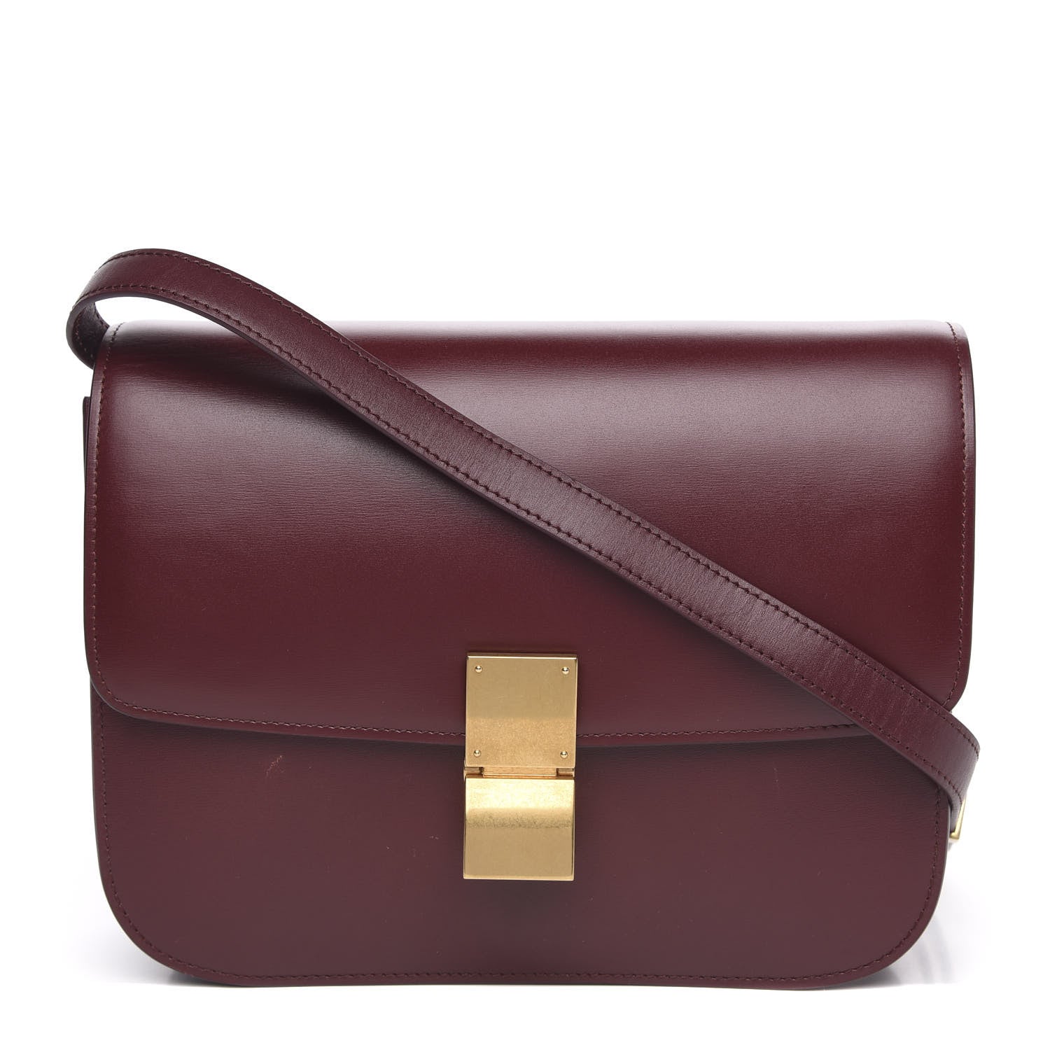 Celine Box Calfskin Medium Classic Box Flap Bag Burgundy 1 of 9