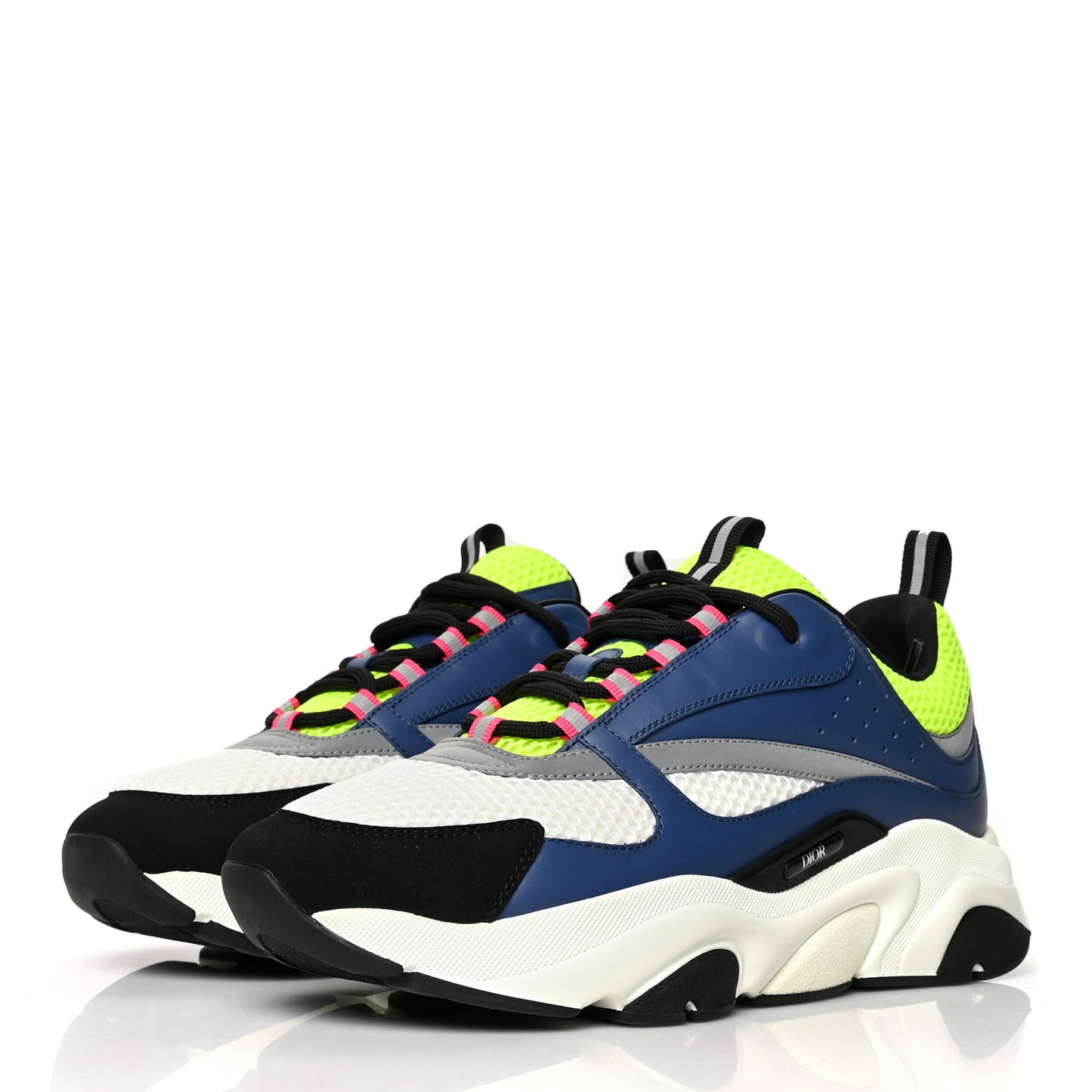 Technical Mesh Calfskin Mens B22 Sneakers 44 Blue Beige
