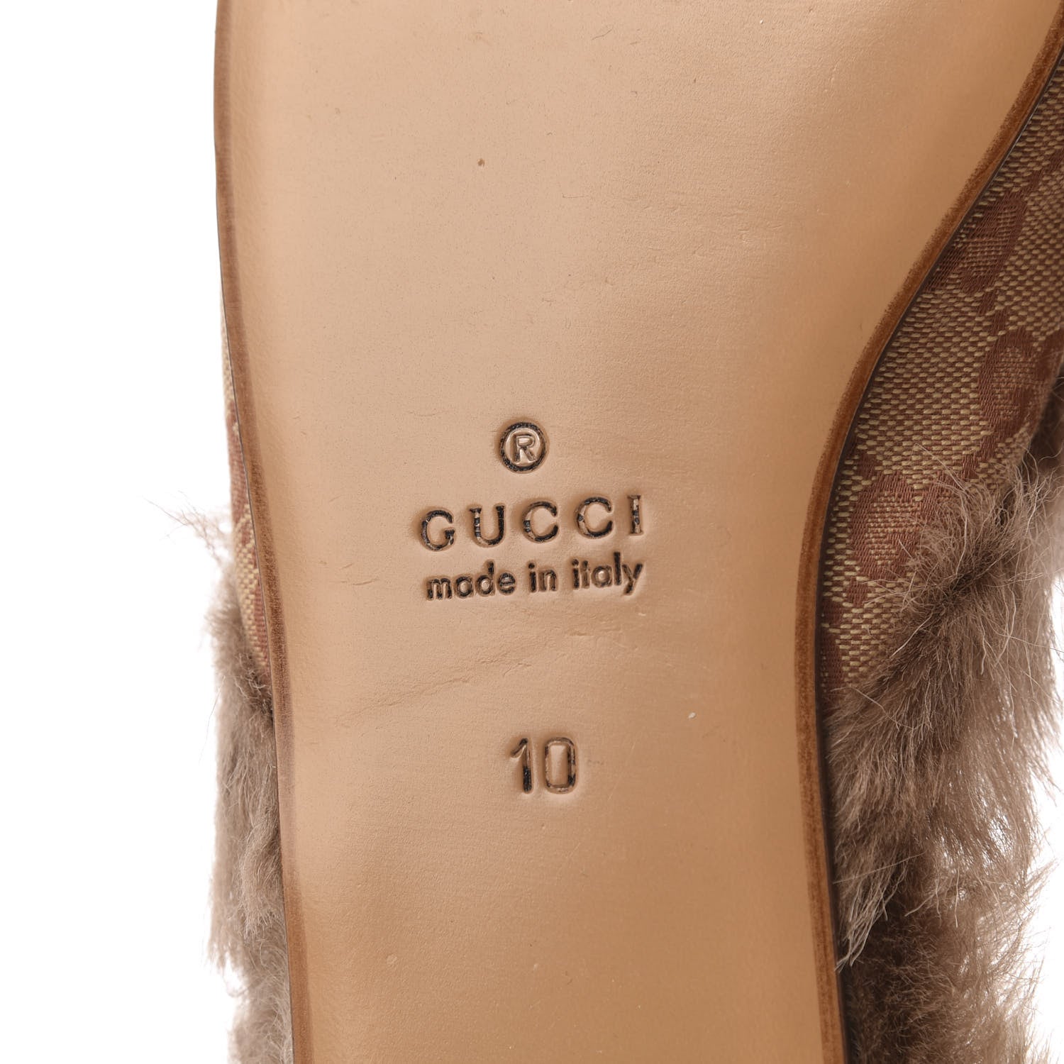 Gucci GG Monogram Fur Mens Princetown Slippers 10 Beige Ruggine Rust 7 of 8