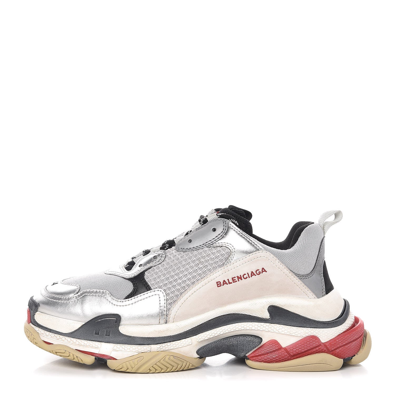 Balenciaga Mesh Nubuck Mens Triple S Sneakers 44 Black Argent 1 of 8