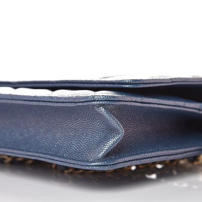 Chanel Iridescent Caviar Quilted Wallet On Chain WOC Dark Blue 10 of 11