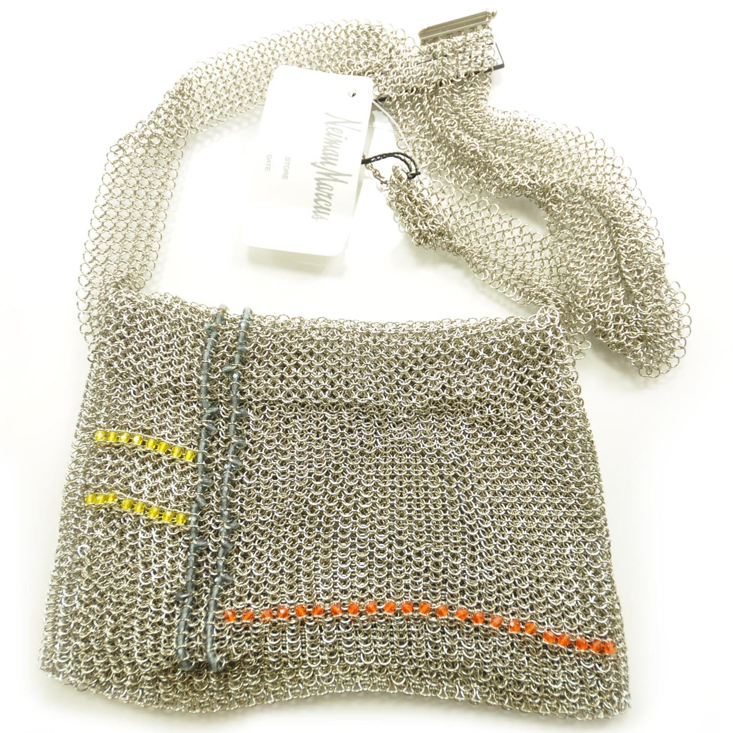 Mesh Chain Pouch Belt Silver 34