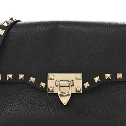 Valentino Garavani Pebbled Calfskin Medium Rockstud Flip Lock Crossbody Bag Black 7 of 10