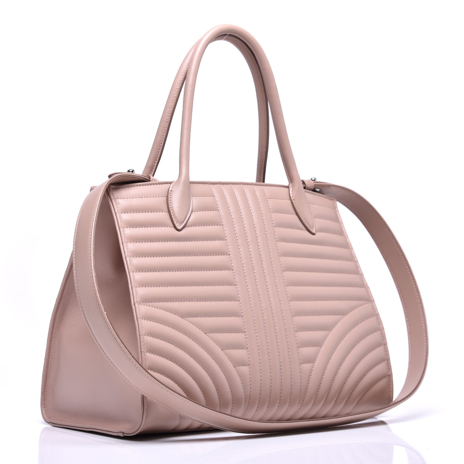 Prada Soft Calfskin Impunture Diagramme Tote Cipria 4 of 9