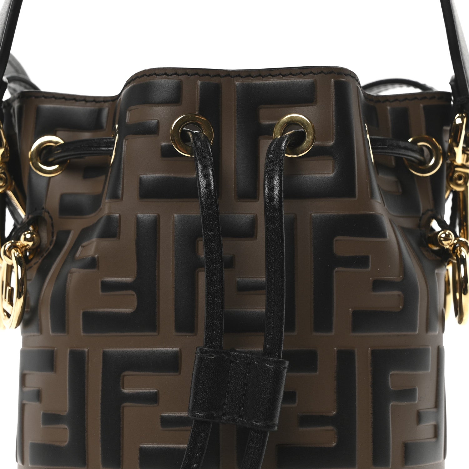 Fendi Vitello Liberty F is Fendi Bi-Color FF 1974 Embossed Mini Mon Tresor Bucket Bag Maya Black 8 of 10