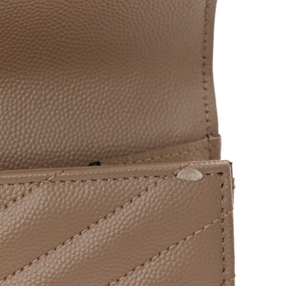 Saint Laurent Grain De Poudre Matelasse Chevron Monogram Envelope Clutch Dark Beige 11 of 11