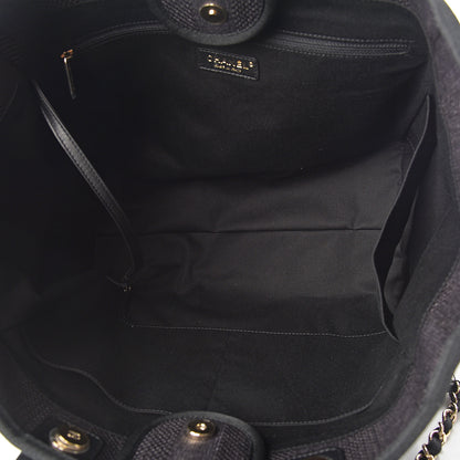 Chanel Mixed Fibers Calfskin Striped Medium Deauville Tote Black 4 of 9