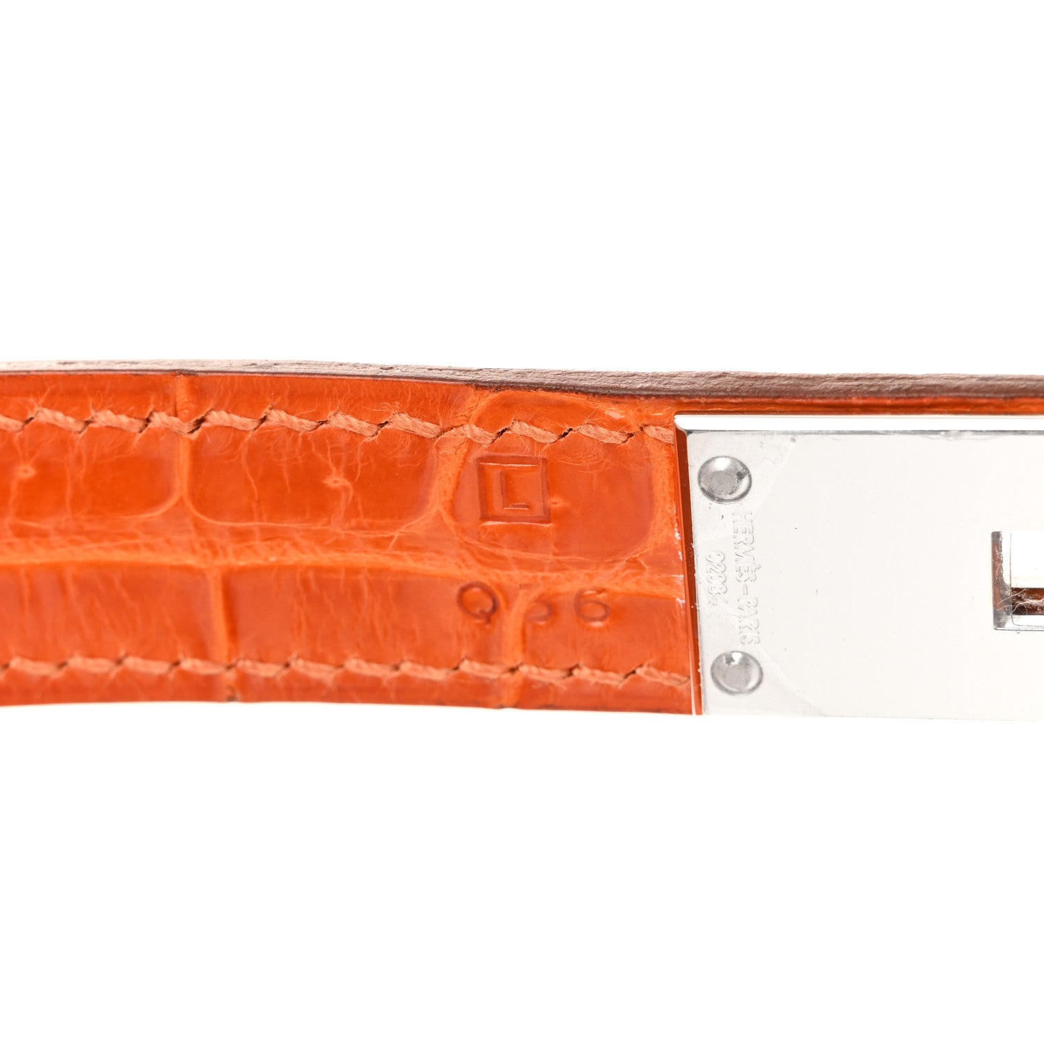 Hermes Shiny Porosus Crocodile 18K White Gold Diamond Birkin 30 Orange 8 of 14