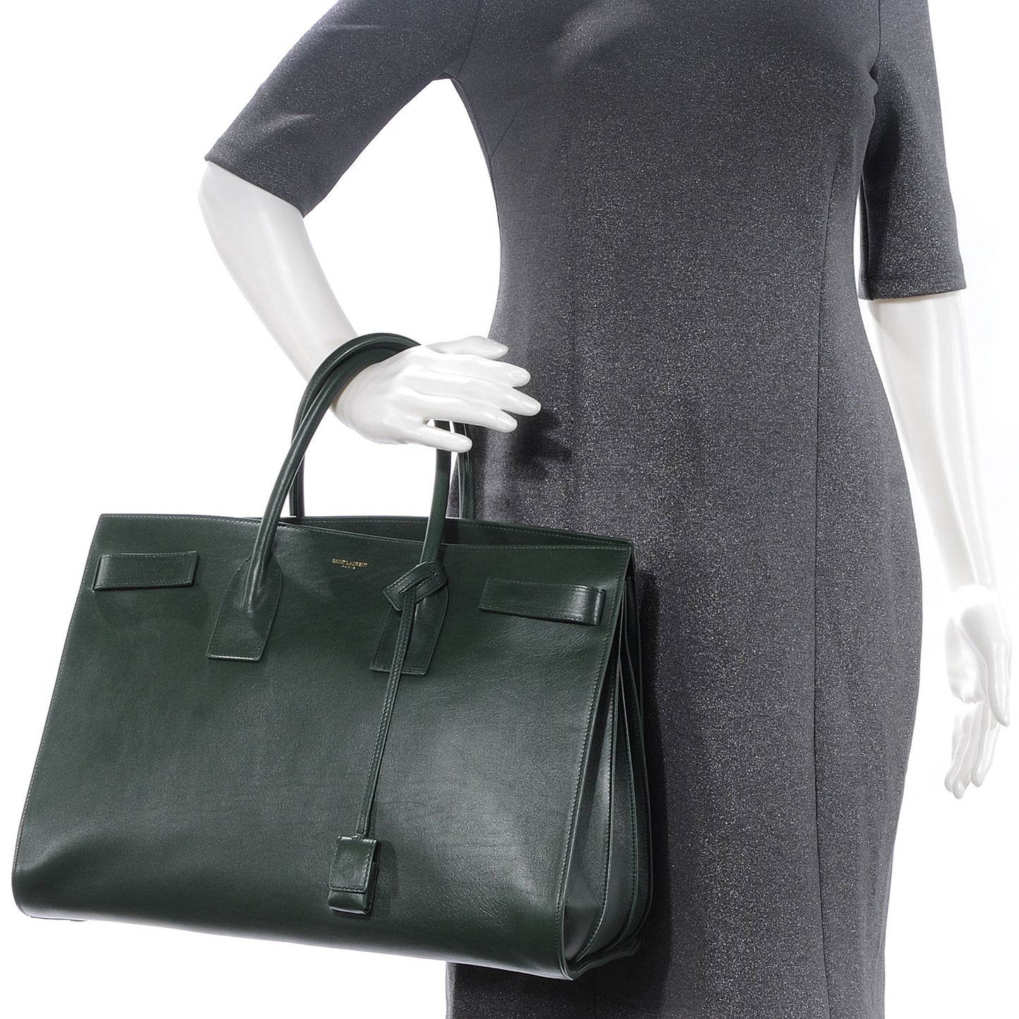 Leather Large Sac de Jour Carryall Vert Anglais