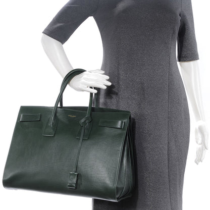 Saint Laurent Leather Large Sac de Jour Carryall Vert Anglais 2 of 7