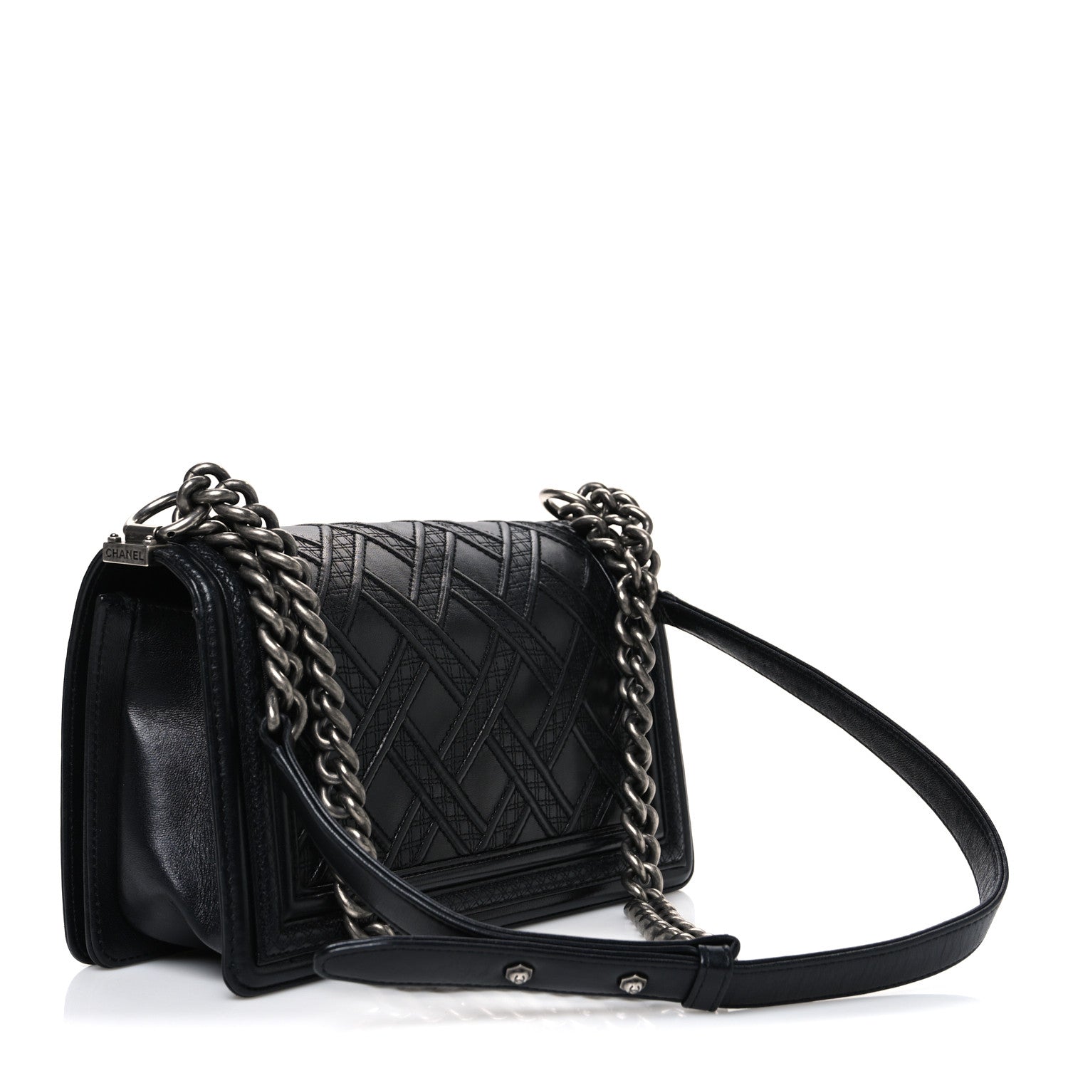 Chanel Lambskin Stitched Medium Boy Flap Black 3 of 10