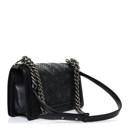 Chanel Lambskin Stitched Medium Boy Flap Black 3 of 10