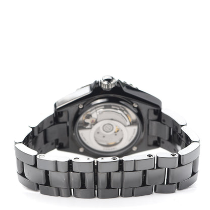 Chanel Stainless Steel Ceramic Diamond 38mm J12 Automatic Watch Black 4 of 6