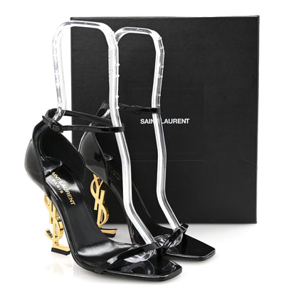 Saint Laurent Patent Calfskin Opyum 110 Sandals 36.5 Black Gold 17 of 18