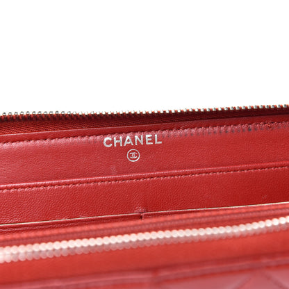 Chanel Lambskin Quilted Large Gusset Zip Around Wallet Red 7 of 10