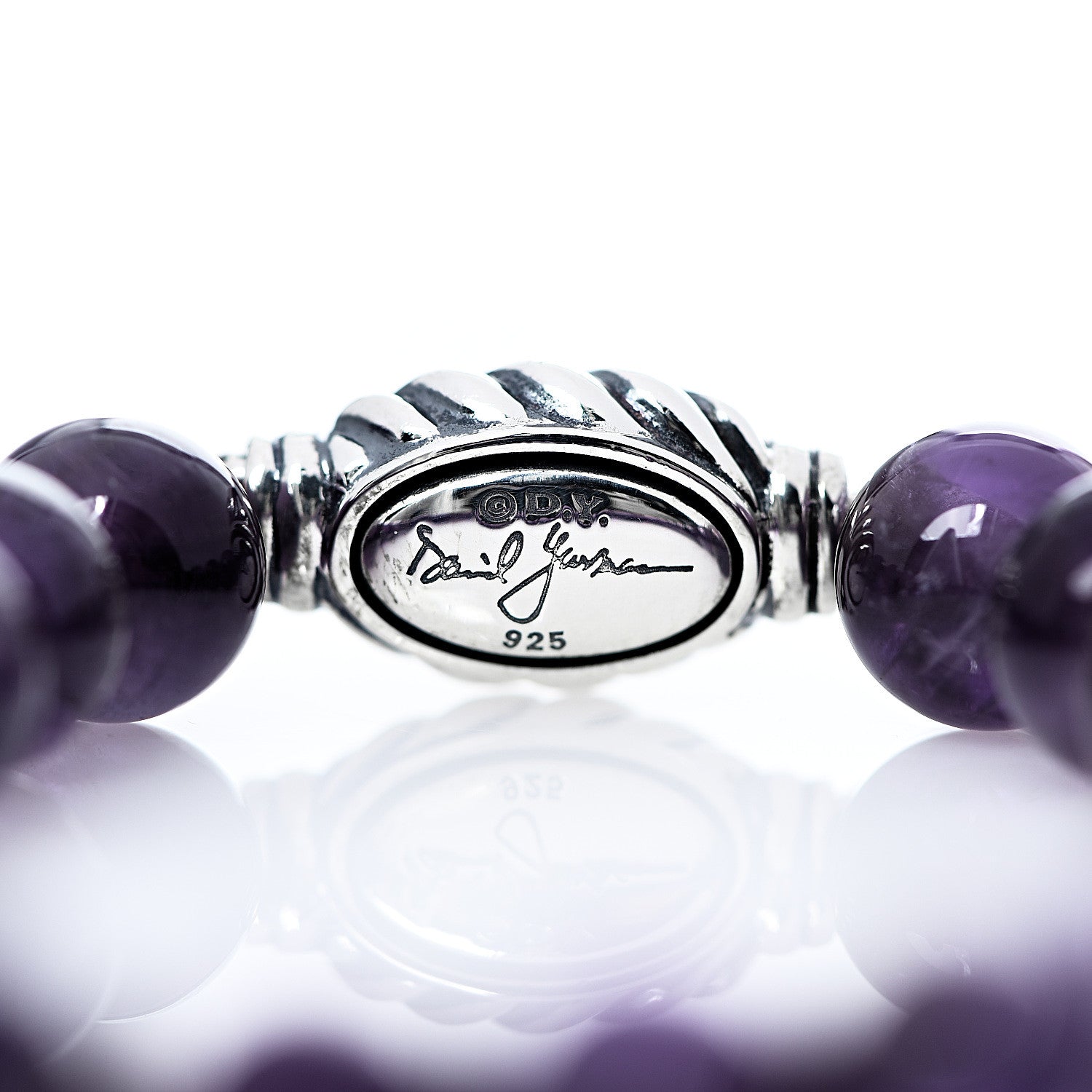 David Yurman Sterling Silver Amethyst 8mm Spiritual Beads Bracelet 3 of 3