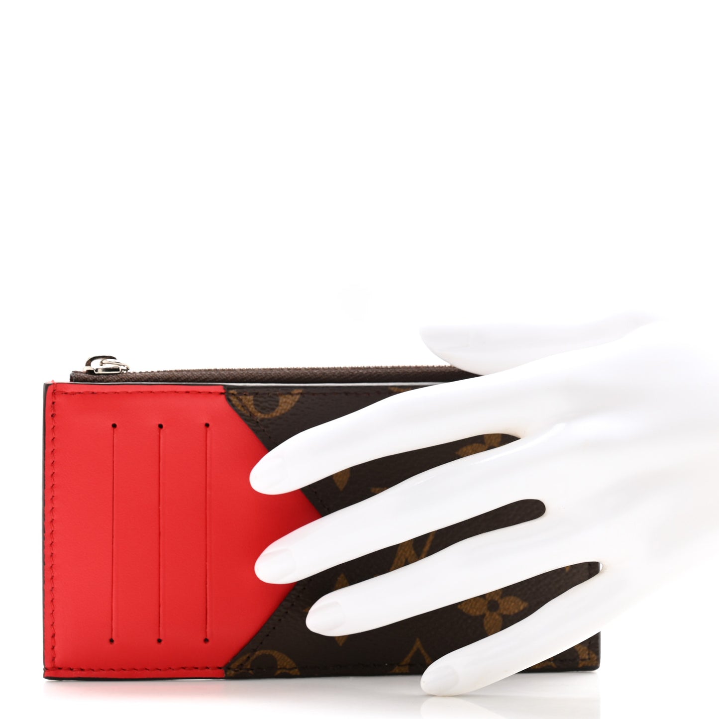 Louis Vuitton Monogram Calfskin Coin Card Holder Red