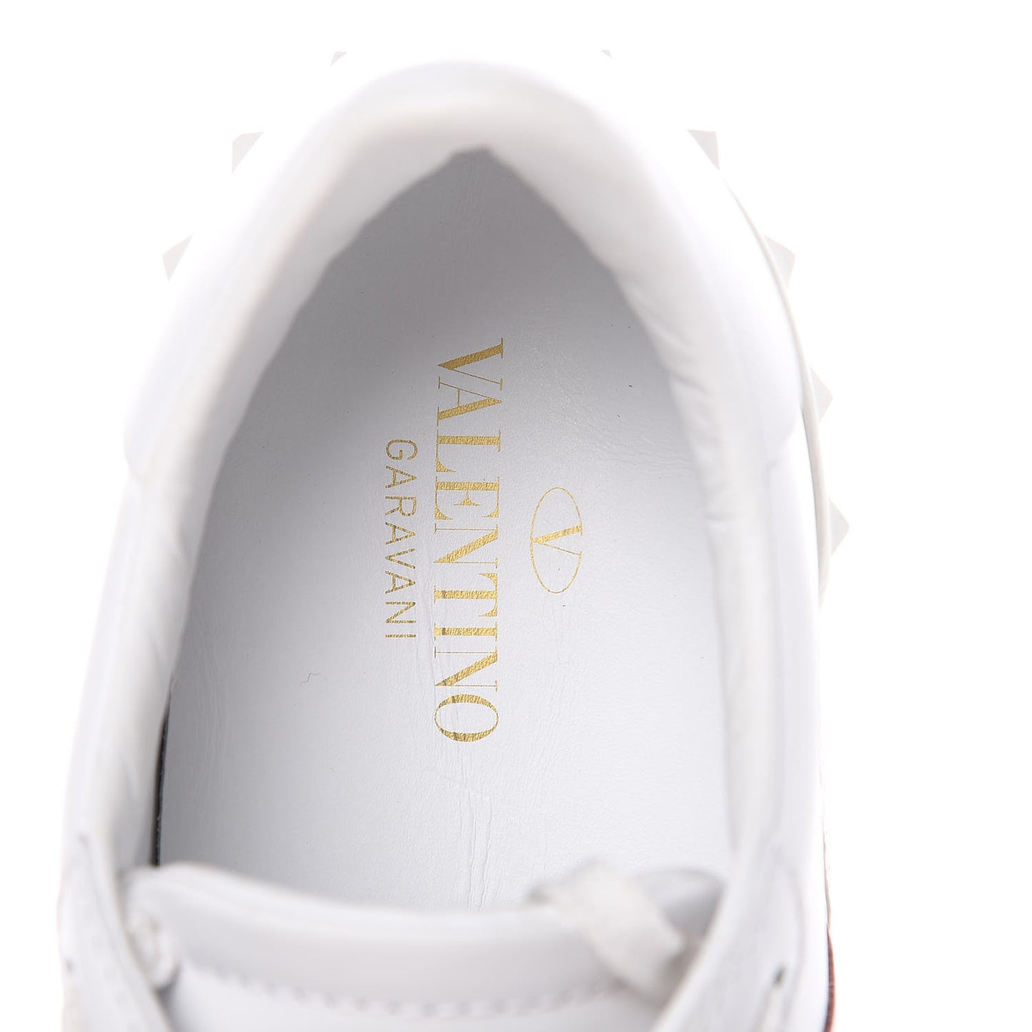 Calfskin Rockstud Open Sneakers 40 White Giacinto