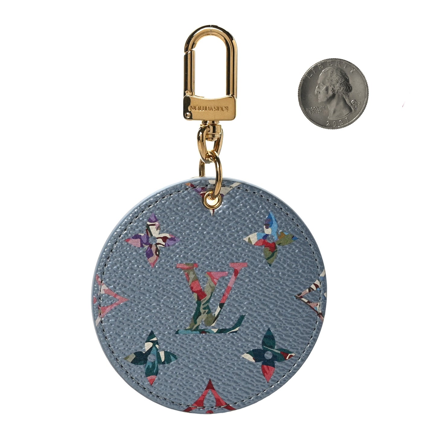 Metallic Monogram Illustre LV Garden Bag Charm Key Ring Blue