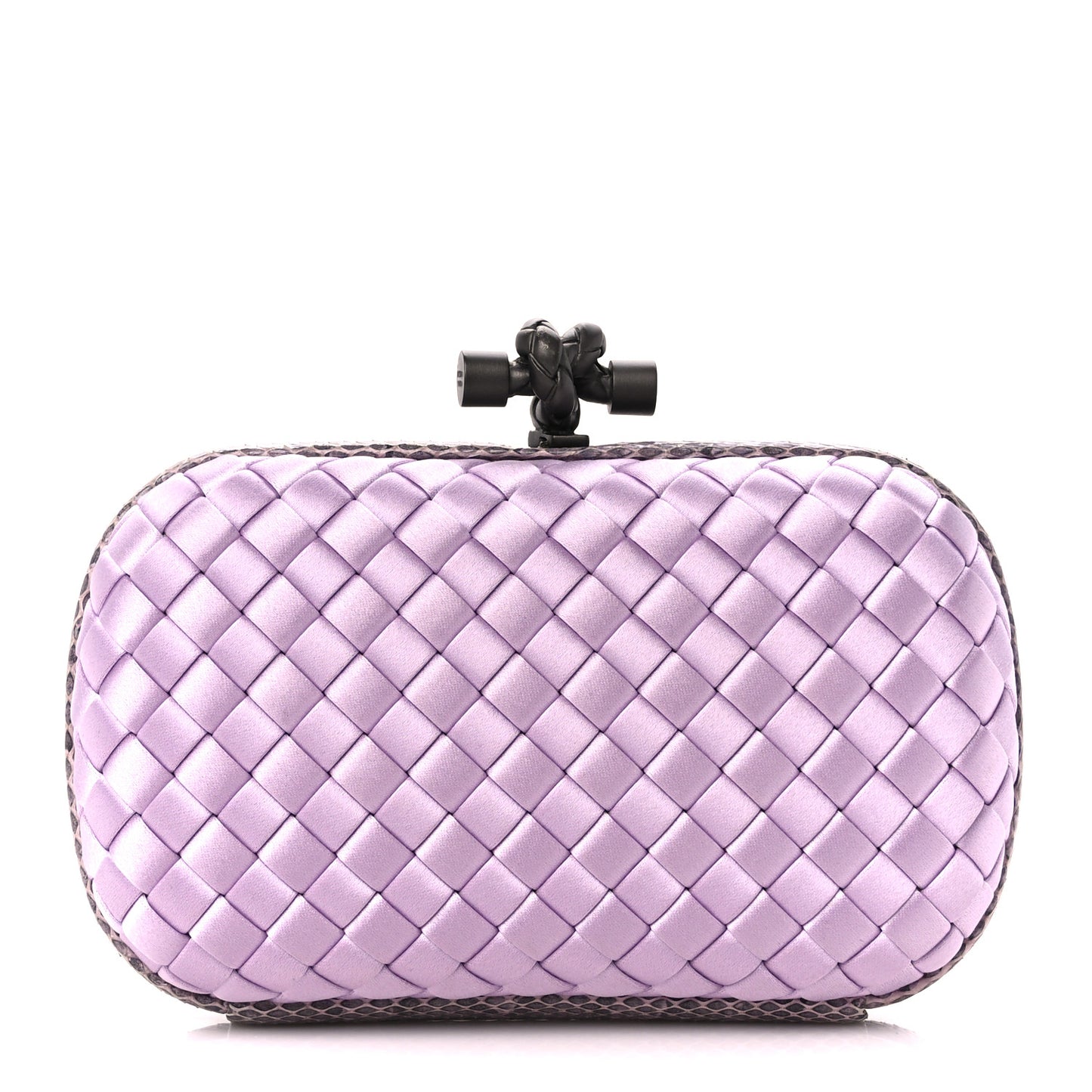 Satin Intreccio Impero Ayers Knot Clutch Lilac