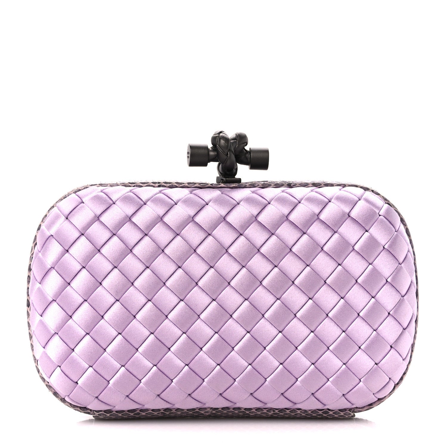 Bottega Veneta Satin Intreccio Impero Ayers Knot Clutch Lilac 1 of 9