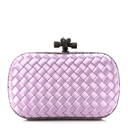 Bottega Veneta Satin Intreccio Impero Ayers Knot Clutch Lilac 1 of 9