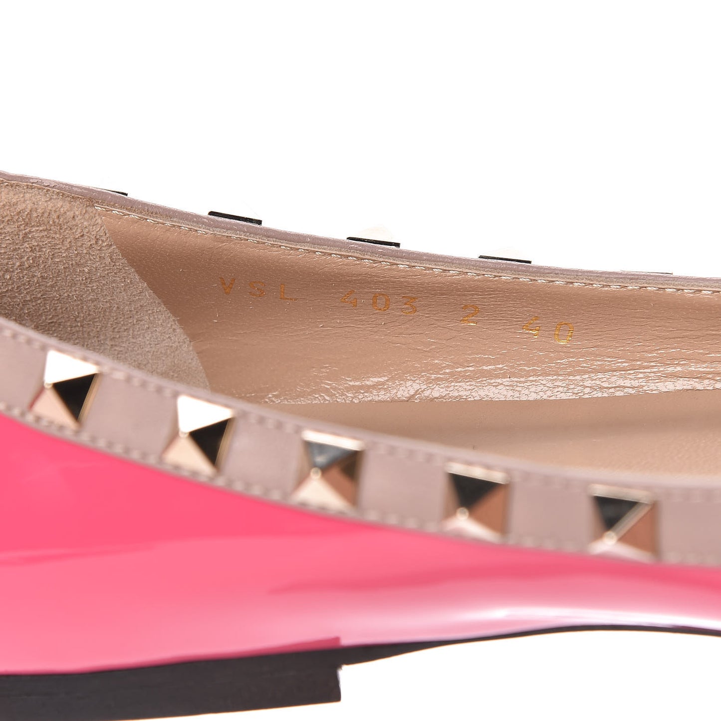 Patent Nappa Rockstud Ballerina Flats 40 Peony Poudre