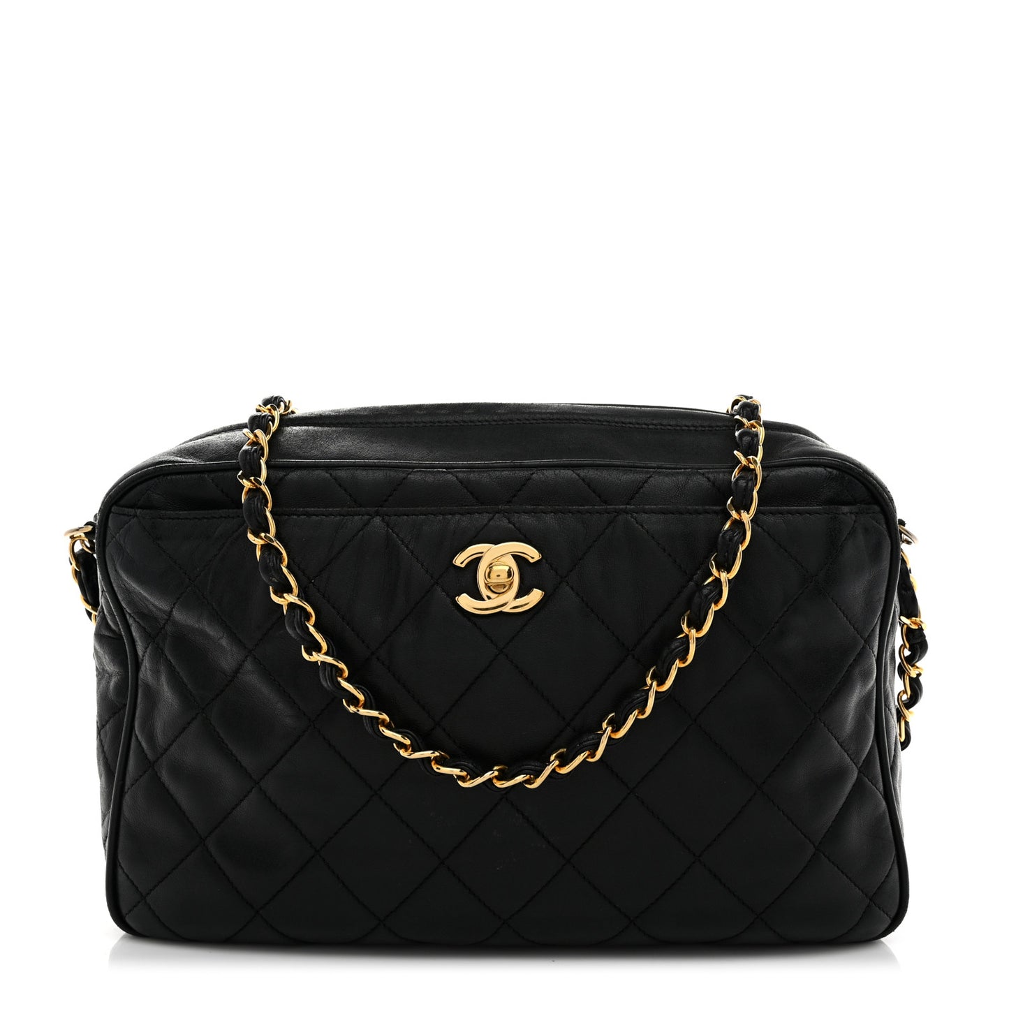 Lambskin Quilted Camera Case Black